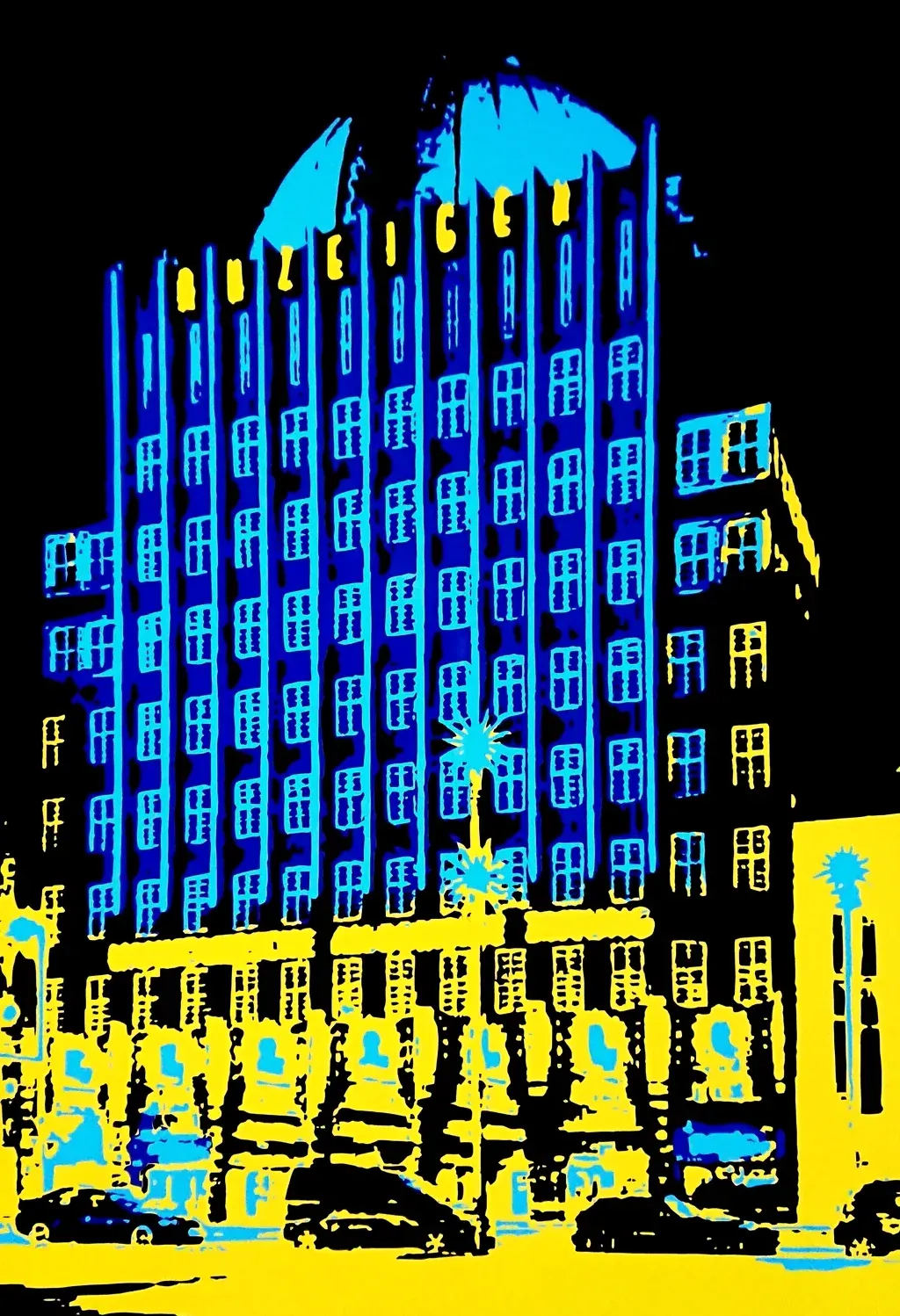 Anzeiger-Hochhaus, Folienkunst von John Layers, 2024